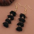 thumbnail image 3 of Grandest Birch 1 Pair Piercing Multilayer Drop Earrings Alloy Fabric Flower Tassel Hook Earrings Jewelry Gift Fabric,Alloy Black, 3 of 8
