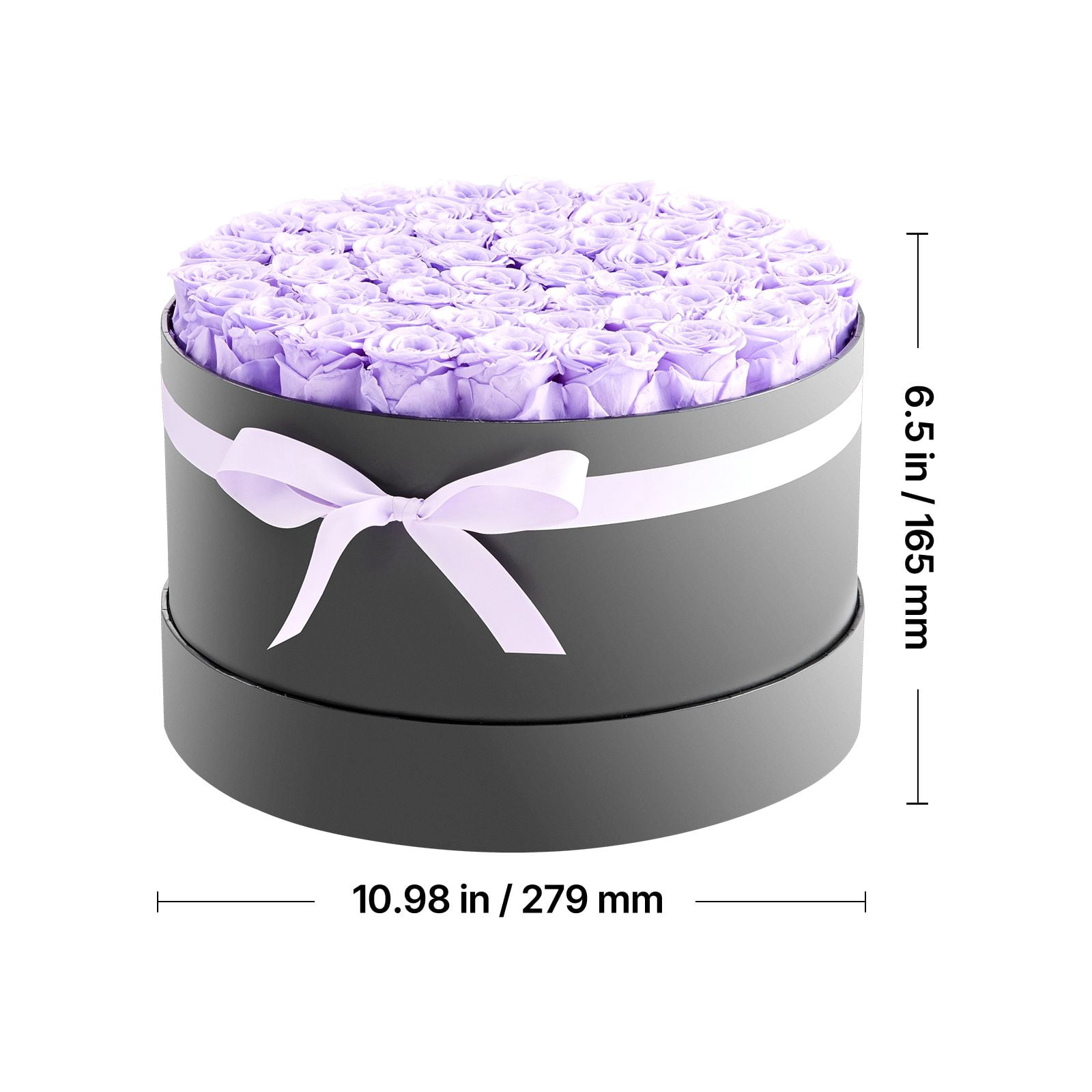 Preserved Roses 50 Real Roses in Round Box Lasts Up to 3 Years No Watering Needed Light Rose Fragrance Clear Top for Decor