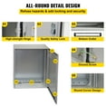 thumbnail image 5 of VEVOR Electrical Enclosure, 16'' x 12'' x 8'', UL Certified NEMA 4 Outdoor Enclosure, IP65 Waterproof & Dustproof Cold-Rolled Carbon Steel Hinged Junction Box for Outdoor Indoor Use, with Rain Hood, 5 of 9