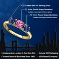 thumbnail image 2 of Gem Stone King 18K Yellow Gold Plated Silver Pink Created Sapphire and Blue Created Sapphire Engagement Ring for Women | 1.75 Cttw | Round 5MM | Gemstone September Birthstone | Size 5, 2 of 6
