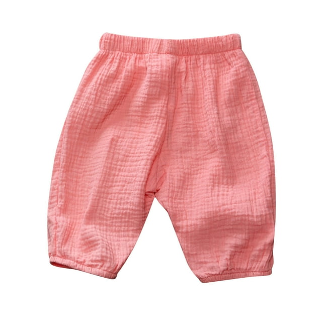 Uuszgmr Baby Pants For Boys Girls Toddler Kids Baby Boy Elastic Basic Long Pants Bloomers Casual Joggers 18-24 Months Pink