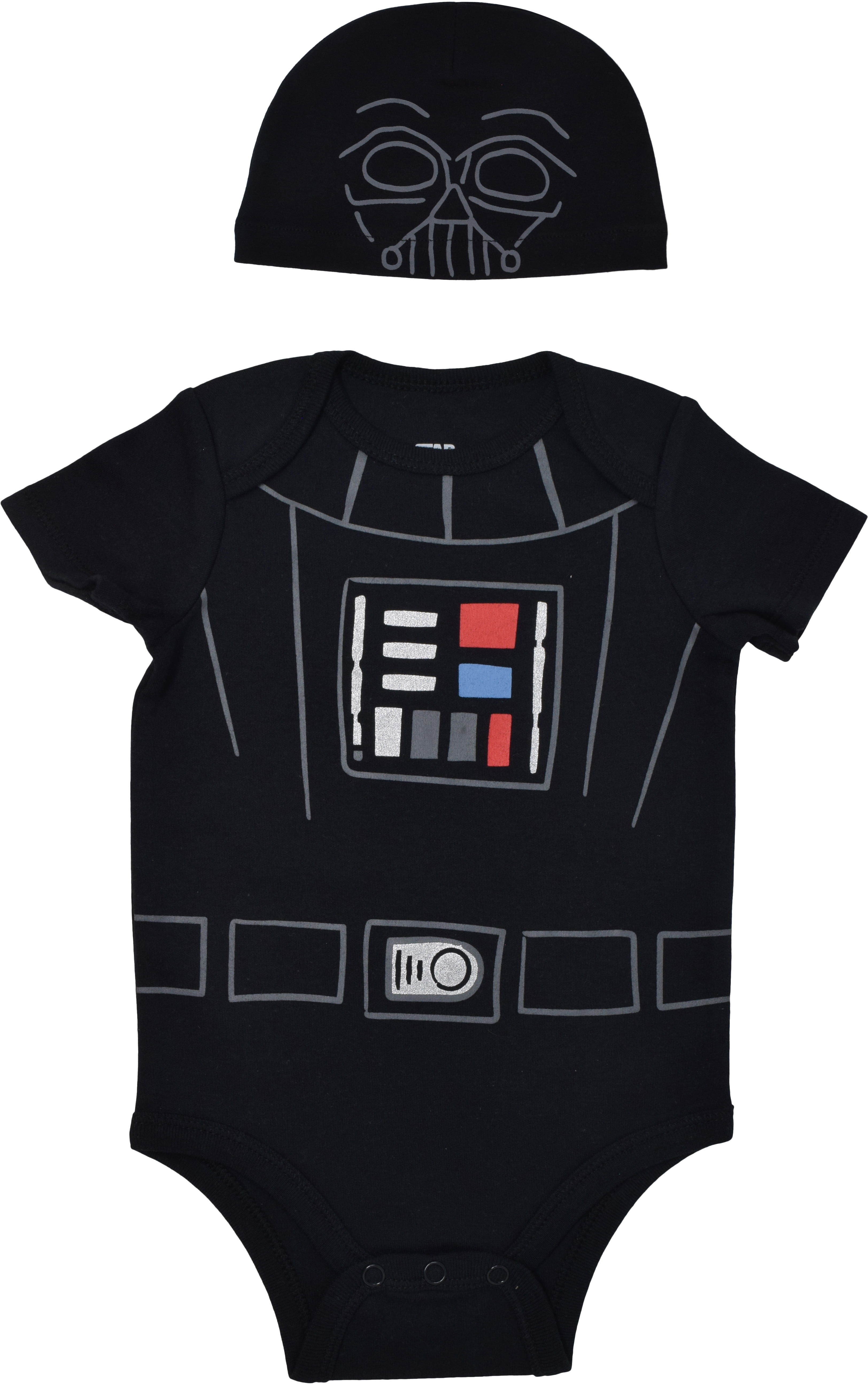 Star Wars Darth Vader Baby Boys Short Sleeve Costume Bodysuit Cap Set 18  Months