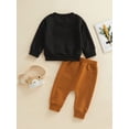 thumbnail image 4 of Bagilaanoe 2pcs Toddler Baby Boy Long Pants Set Letter Print Long Sleeve Sweatshirts Tops + Trousers 6M 12M 18M 24M 3T Kids Casual Outfits, 4 of 9