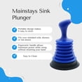 thumbnail image 3 of Mainstays 7-inch Compact Mini Sink Plunger for Kitchen & Bathroom Drains, Blue, 3 of 10
