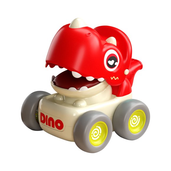 SIYTUAU Red Dinosaur Friction Powered Car Toy For Children 3-5 Years Old Drop Resistant Abs Plastic Vehicle 4.7X4.3X3.5 Inches Dinosaur Toy Car For Toddlers Red