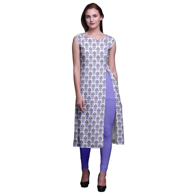 Bimba Kurti d'Été Sans Manches Imprimé Tunique Droite Robes pour Femmes