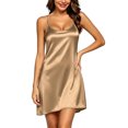 thumbnail image 4 of Bosfbaoi Satin Nightgowns for Women Adjustable Spaghetti Straps Sleeveless Chemise Sleep Dress, 4 of 8