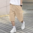 thumbnail image 3 of Yievot Men's Cargo Shorts Summer Drawstring Elastic Waist Loose Fit Casual Shorts with Multi Pockets, 3 of 8