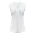 thumbnail image 5 of Dyfzdhu Tank Tops for Women Trendy Loose Solid Color V Neck Sleeveless Shirts Summer Tops White, 5 of 5