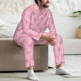 thumbnail image 7 of Kdxio Pink Bows Men’s Pajama Set Pajamas For Men 2 Piece PJ Set with Men Pajama Pants and Long Sleeve T-Shirt Lounge Set-, 7 of 7