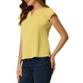 thumbnail image 4 of INSPIRE CHIC Blouse de Travail à Manches Courtes Col en V Uni pour Femmes P Jaune Clair, 4 of 5
