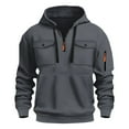 thumbnail image 2 of Mens Hoodies Sweatshirts for Men 1/4 Zipper Cargo Pullover Pockets Sports Fitness Training Jacket Fleece Lined Hooded Sweatshirt Drawstring Hoody Sweater Casual Long Sleeve Hoody Coats, 2 of 3