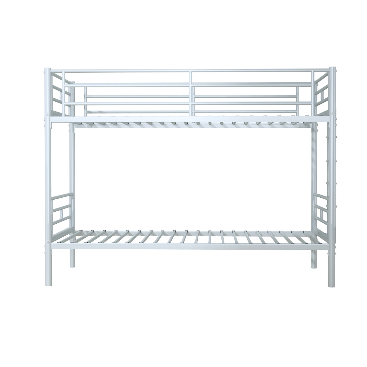 Kadyn Twin Over Twin Metal Bunk Bed, Steel Over Twin Bunk Bed with Removable Ladder, Modern Bunk Bed Frame for Teens, Silver