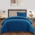 thumbnail image 2 of Juego de edredón azul, juego de cama de algodón estampado, tamaño queen y king, suave y sencillo (EE. UU., azul marino), 2 of 8