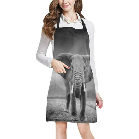 

ASHLEIGH Elephant Adjustable Bib Apron for Cooking Baking Gardening Home Kitchen Apron for Women Men with Pockets