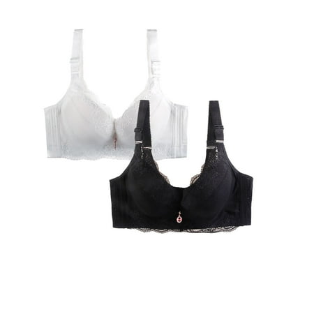 HCURIBAD Clearance! Bras for Women  Pack of 2 Sports Bra Women s Breathable Plus Size Lace Bra Womens Bras Sexy Wireless Bras for Women  Push up Bra  Bra Pack 2Pcs Underwear Bronze XL
