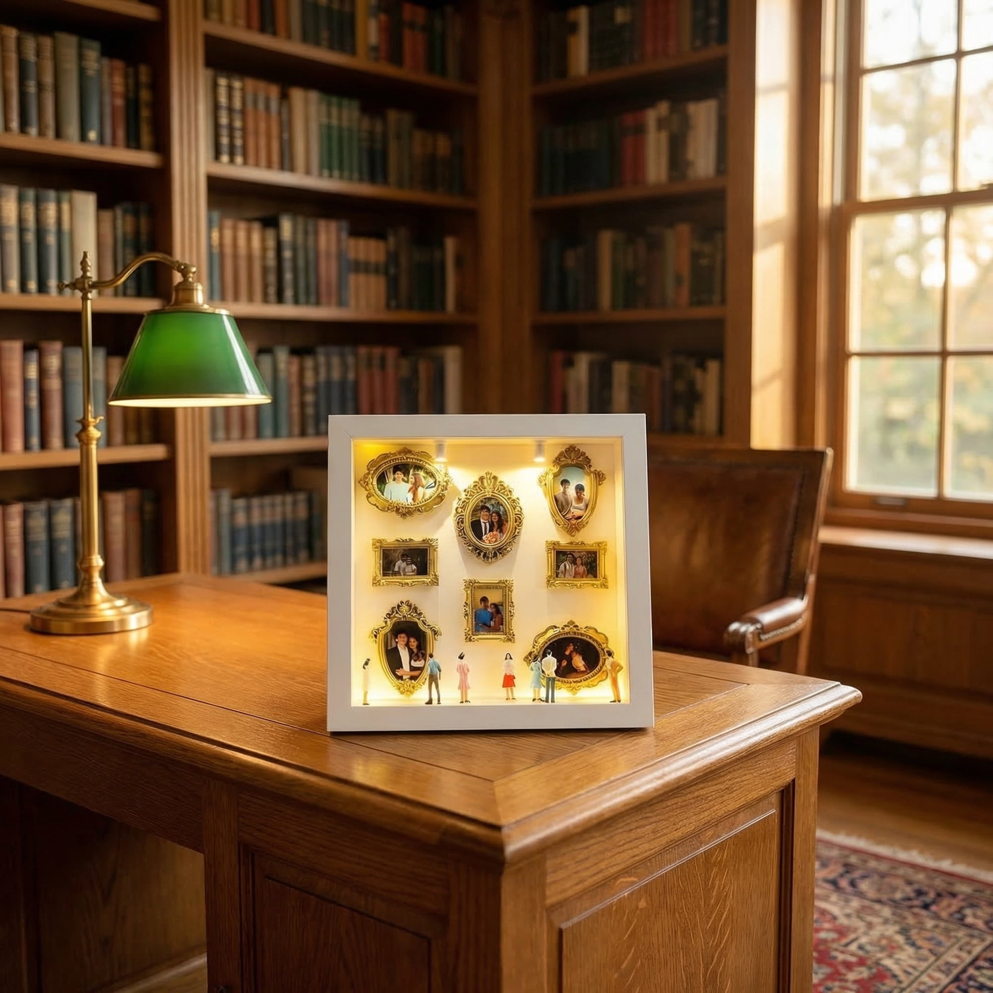 DIY Mini Gold Frames Silhouette Box, Upgrade Shadow Box Frame Kit with Gold Miniature Museum & Figurines, Celebrate Your Unique Memories in Style