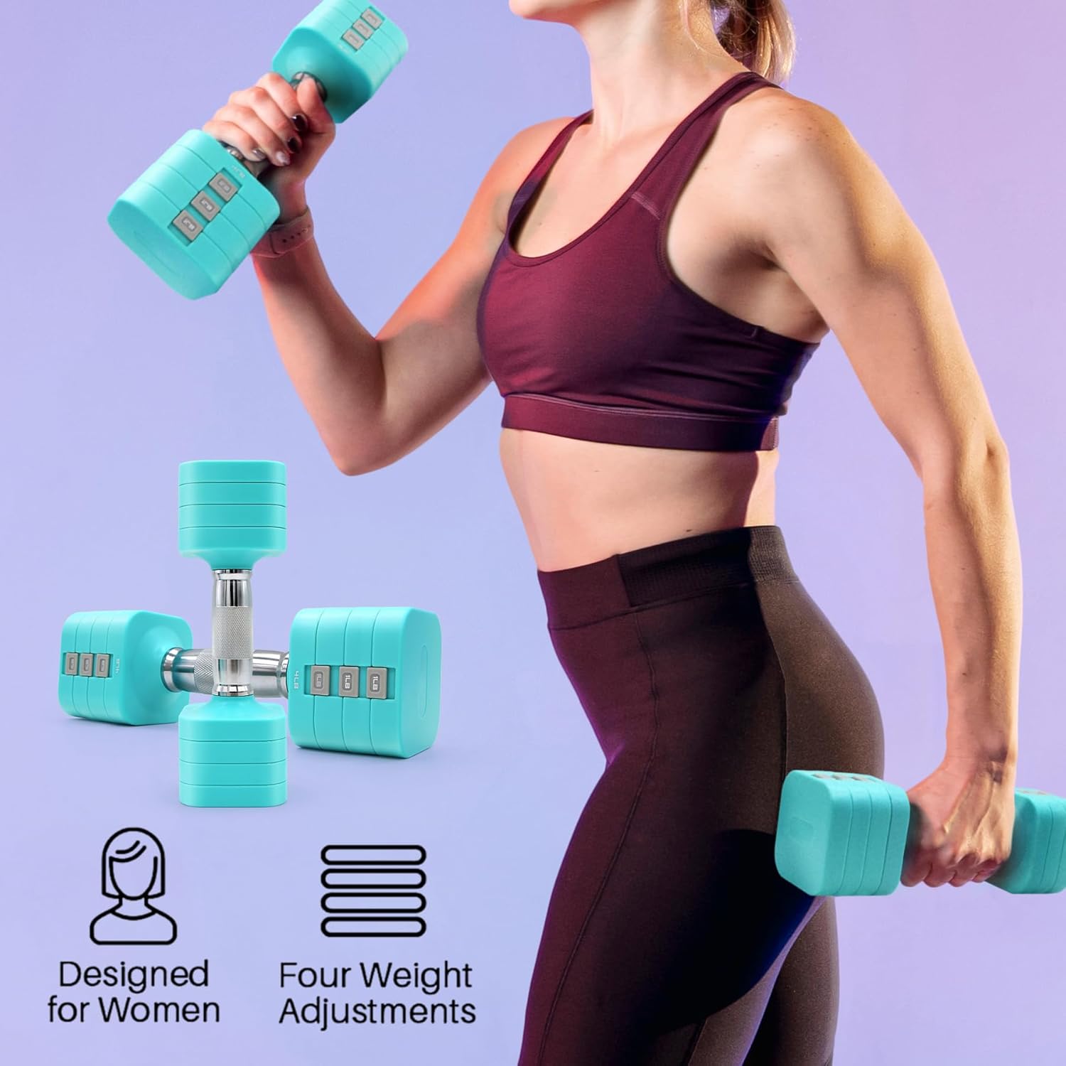 20LBS Adjustable Dumbbell Set, 4 in 1 Free Weights Dumbbells Set for,4lb 6lb 8lb 10lb, with Metal Non Slip Handle，Quick Change，Home Gym Strength Training Equipment for Men and Women