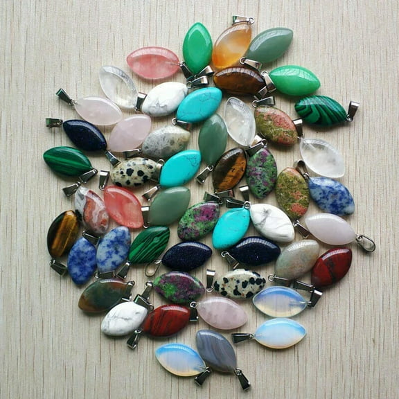 K-KED Natural Mixed 50pcs Horse Eye Stone Pendants 14x27mm Delicate Jewelry Making Wholesale