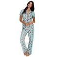 thumbnail image 4 of Sleep & Co. Women's & Women's Plus Short Sleeve Fesitve Notch Collar Button Down with Pant Pajama Sleep Lounge Set, 2-Piece, Sizes S-2XL, 4 of 6