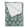 thumbnail image 2 of Vintage Soft Flannel Fleece Throw Blanket, Victorian Baroque Foliage Leaves Pattern with Ornamental Swirls, Cozy Plush for Indoor and Outdoor Use, 60" x 80", Sage Green Dark Blue, by Ambesonne, 2 of 5