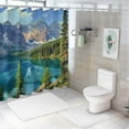 thumbnail image 7 of Orinice Mountain Lake Trees Rocks Bathroom Decor Set with Hooks 100% Polyester Fabric Shower Curtain Set 36x72, 7 of 7