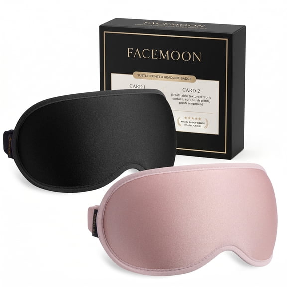 FACEMOON Adult Memory Foam Weighted Soft Gentle Pressure 99% Light Blocking Sleep Eye Mask for Sleep Support with Storage Bag, Multicolor, 2 Pack