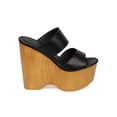 thumbnail image 2 of Wild Diva EF90 Women Leatherette Peep Toe Wooden Slip On Wedge, 2 of 5