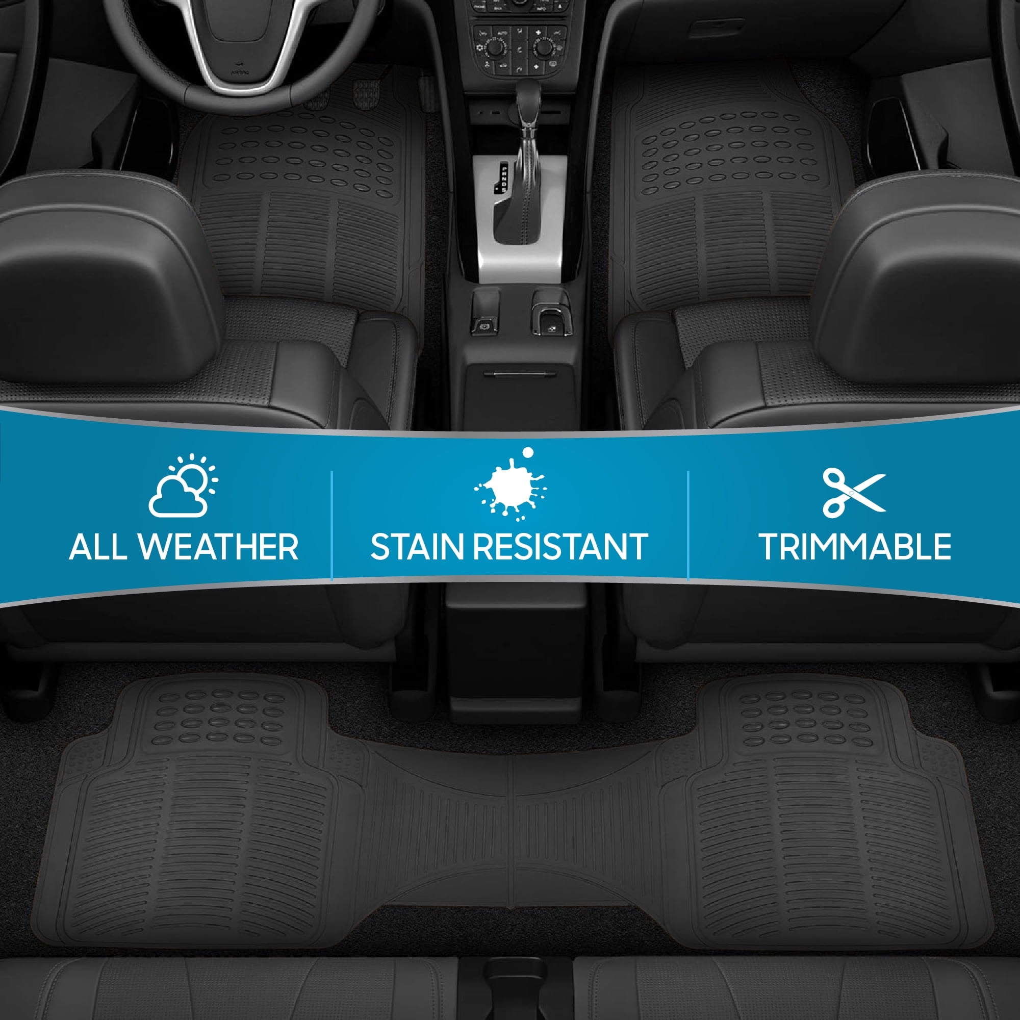 Xueyu Floor Mats, 3-Piece All-Weather Car Mat with Universal Fit Design, Durable Car Floor Mats with Capture Ridges, Waterproof for Cars Trucks SUV