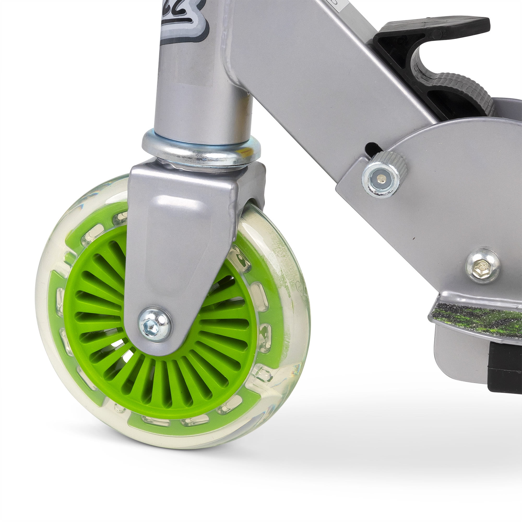 Ozbozz: Flashing Scooter - Dinosaur - Light-Up Wheels & Deck, Adjustable Height, 2 Wheel Outdoor Ride-On, Foam Handles, Foldable, 100lb Limit, Kids 5+