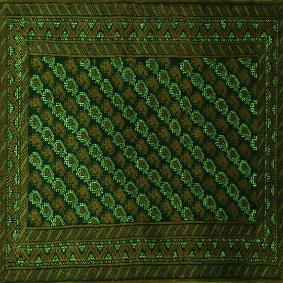 Ahgly Company Indoor Square Persian Green Traditional Area Rugs, 4' Square