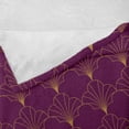 thumbnail image 4 of Ambesonne Art Deco Fleece Throw Blanket Plum Vintage Line Shells 60"x80" Plum and Sand Brown, 4 of 5