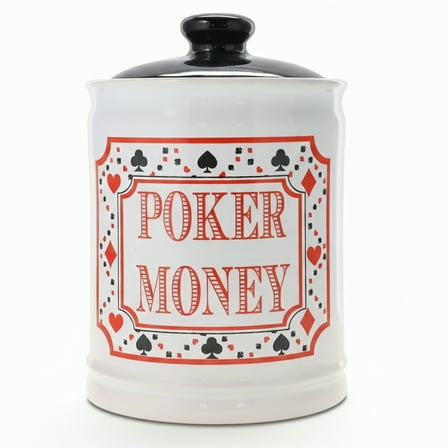 Cottage Creek Poker Ceramic White Piggy Bank