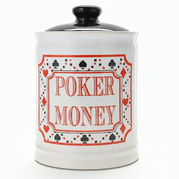 Cottage Creek Poker Ceramic White Piggy Bank