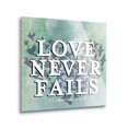thumbnail image 2 of Love Never Fails Bluegreen Bird Heart 12 x 12 Glass Wall Hanging Sign, 2 of 4