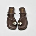 thumbnail image 3 of Women's Flat Sandals with Metal Toe Ring Square Open Toe Casual Summer Beach Sandals, 3 of 12
