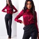thumbnail image 3 of Gibobby Blusas De Manga Larga Para Mujer Camisa Tops Botón de Blusa casual Mujer Blusa de manga larga para mujer（Rojo， XXL), 3 of 5