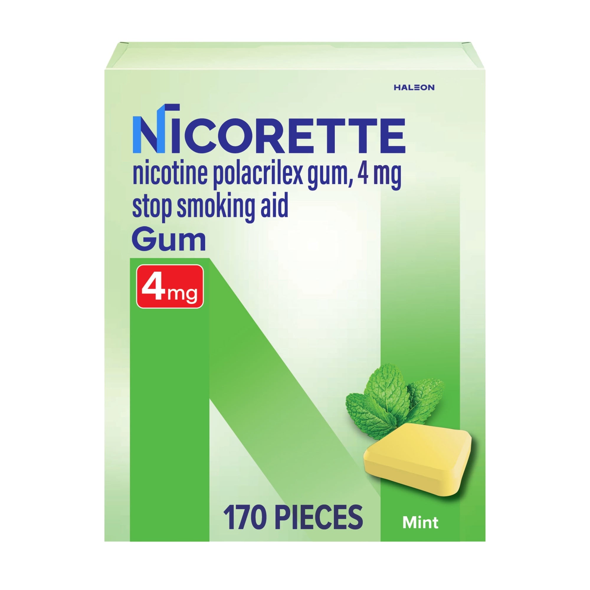 Nicorette Nicotine Gum, Stop Smoking Aids, 4 mg, Fresh Mint, 170 Count