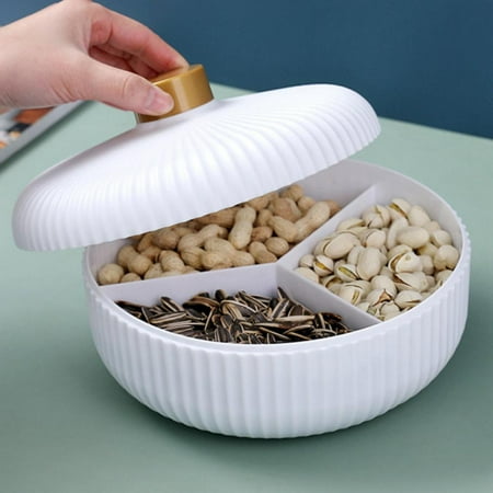 

Multifunction Fruit Plate with Lid for Candy and Snacks Striped Texture Food Storage Tray