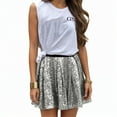 thumbnail image 2 of Ediodpoh Carnival Glitter Skirt Solid Color Sequin Stretch Waist Pleated Party Wear Flowy Midi Skirt with Details Womens Skirts Silver_003 L, 2 of 6