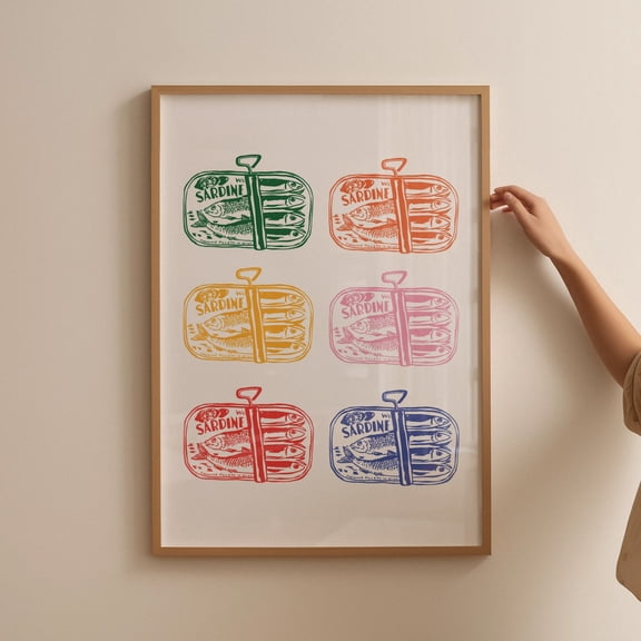 Retro Sardine Tin Art Poster Colorful Kitchen Wall Decor Poster Decor For Living Room Bedroom, Unframed Poster Size 8x12 F03.1.14l2049