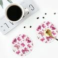 thumbnail image 4 of Naloa Girl Butterfly Leather Coasters for Drinks, Durable Drink Coasters 4 Set for Tabletop Protection, Luxurious Home Décor and Housewarming Gift ( {designName})Round Shape, 4 of 6