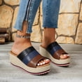 thumbnail image 3 of Dakaela Women's Wedge Sandals 2.76 Inch Platform Espadrille Heels Color Block Open Toe Strappy Slip on Casual Summer Slide Shoes Size 6, 3 of 8