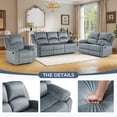 thumbnail image 7 of Bonzy Home Manual Recliner Sofa Set — 3-Piece Reclining Couch Set (1 Recliner, Loveseat & 3-Seat Sofa), Gray, 7 of 7