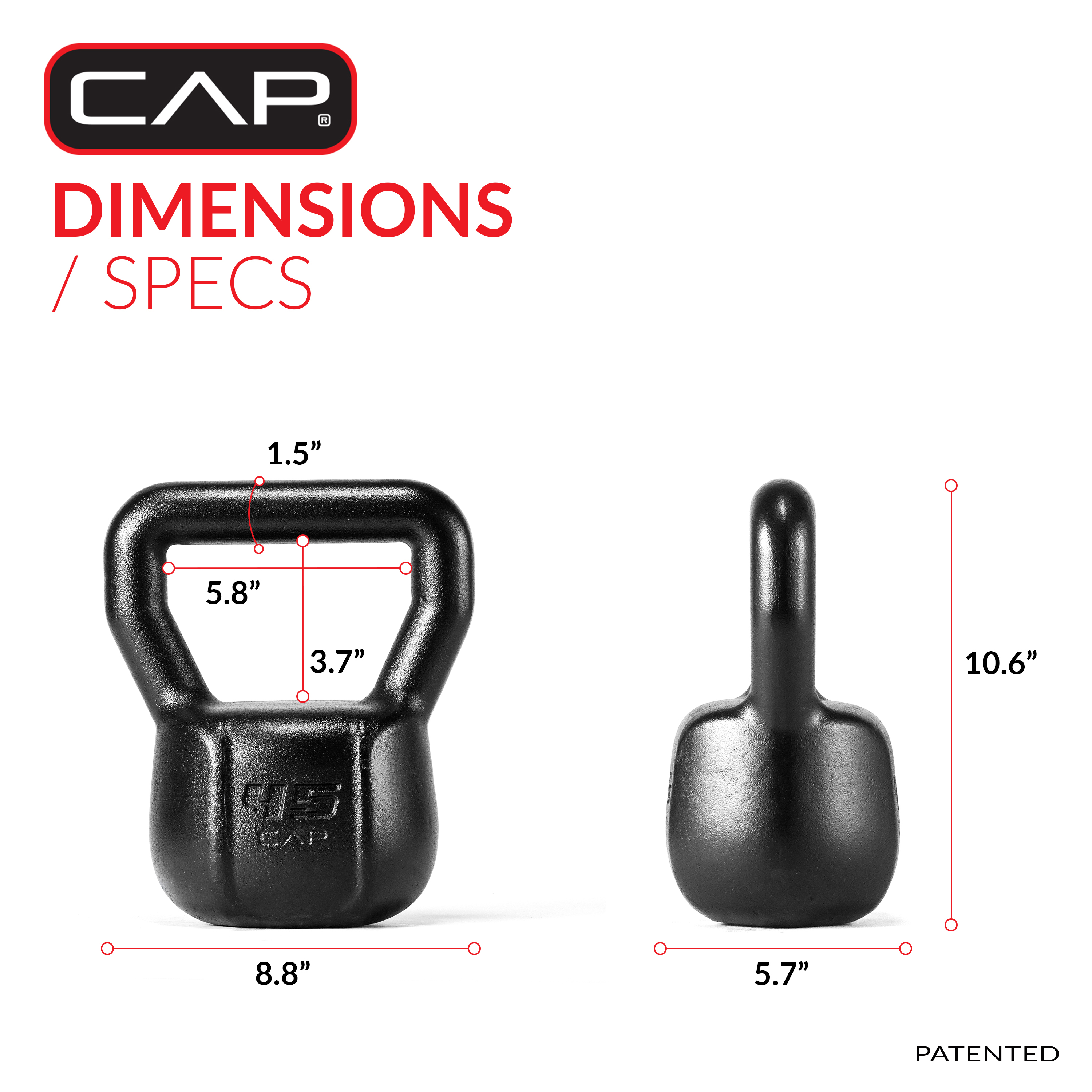 CAP Barbell Cast Iron Kettlebell, Home Gym Strength Training Weight, 45 lb