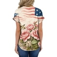 thumbnail image 5 of ASDFVBKG Usa Shirts for Women Short Sleeve American Flag Retro Graphic V Neck T-Shirt 4th Of July Trendy Patriotic Button Pullover Tops Pink S, 5 of 5