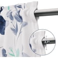 thumbnail image 5 of Floral Kithchen Curtains 36 Inch Watercolor Flower Leaves Tier Curtains, Blue and Gray Floral Cafe Curtains, Rod Pocket Small Window Curtain for Cafe Bathroom Bedroom Drapes, 5 of 6