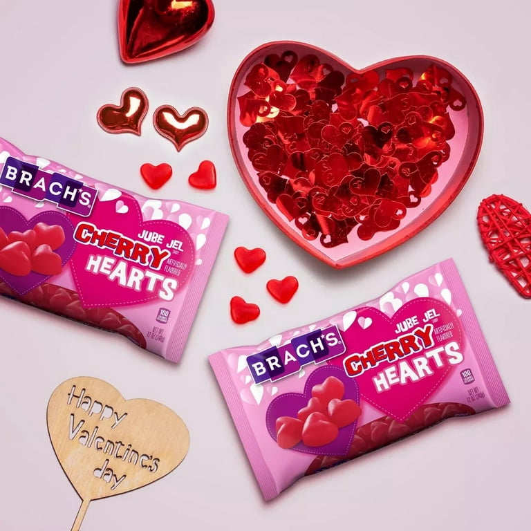 Brach's Jube Jel Cherry Hearts Valentine's Day Candy, Classic Cherry  Flavored Heart Candy for Valentine's Day, Heart Shaped Red Gummy Candy