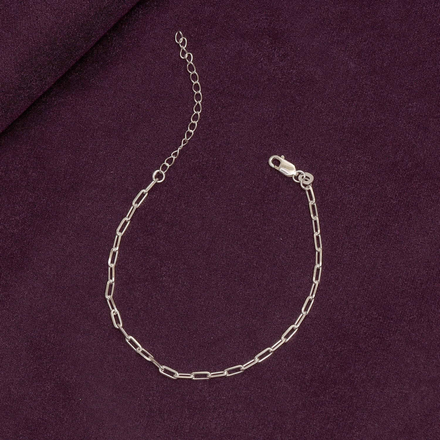 LeCalla 925 Sterling Silver Long Link Cable Chain Anklets for Women Teen, Basic Link Chain Anklets Anklets, Summer Beach Jewelry, 10" Inch