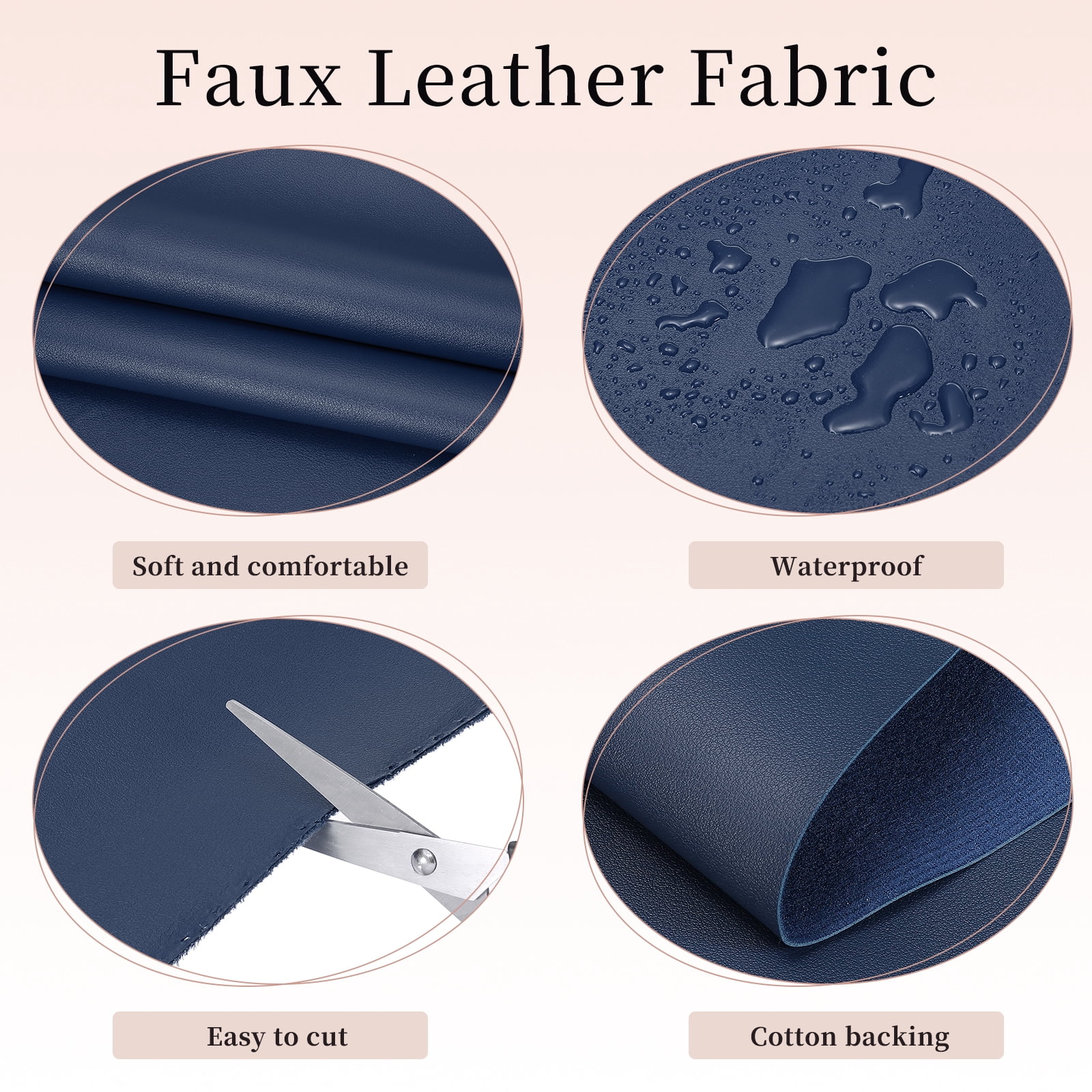 Uxcell Marine Vinyl Fabric, 54 Inch 1 Yard Upholstery Faux Leather Soft Waterproof Sheets Fabric for Crafts DIY Sewings Sofa Wallets Handbag Car, Blue
